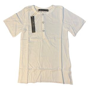 Miki Miette‎ Basics UNISEX White T Shirt Snap Buttons NWT 24m